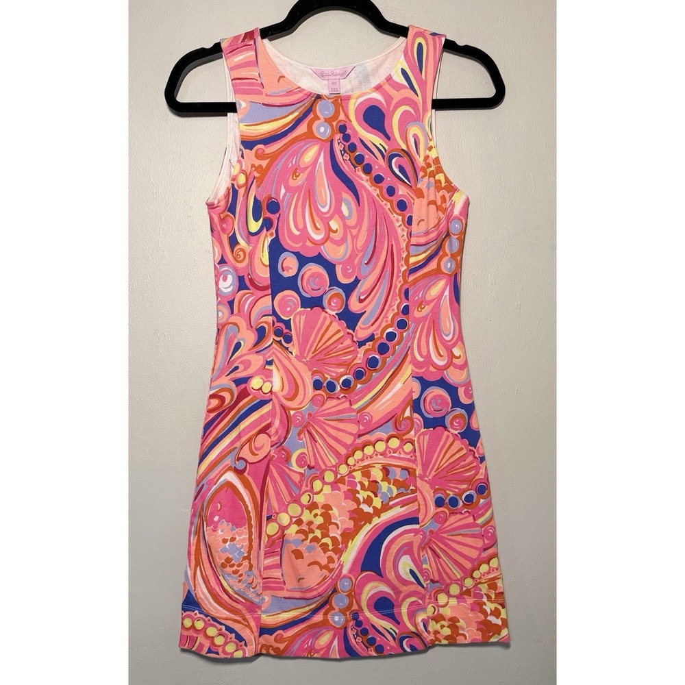 Lilly Pulitzer Feeling Tanked Shift Dress Women's XXS Pink Groovy Floral Shell